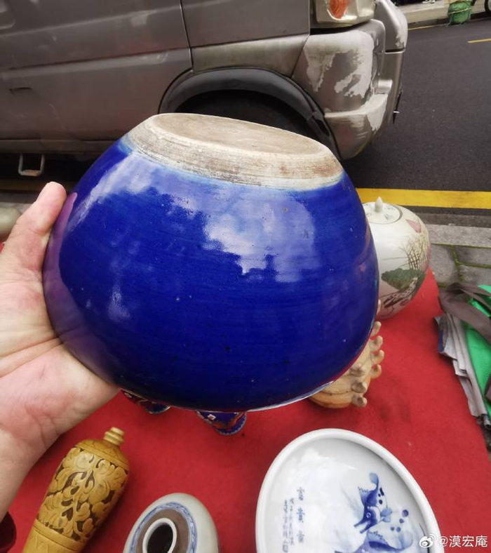 清中期民窑祭蓝釉香炉|民窑|香炉|发色_新浪新闻