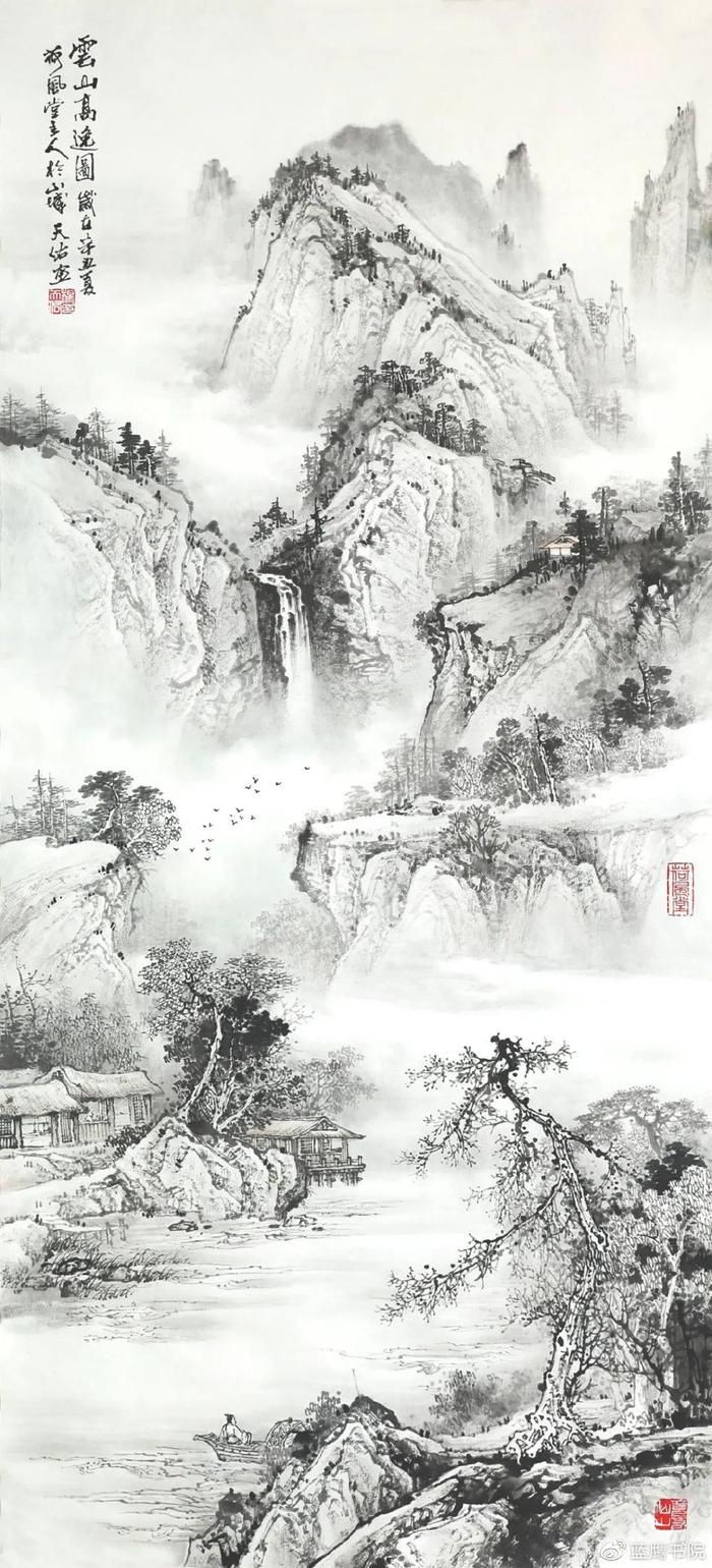 中国当代著名画家杨天佑山水画作品笔墨雄浑磅礴赋予山水灵性