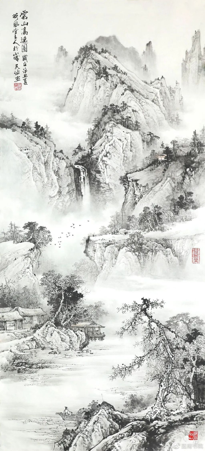 中国当代著名画家杨天佑山水画作品:笔墨雄浑磅礴,赋予山水灵性