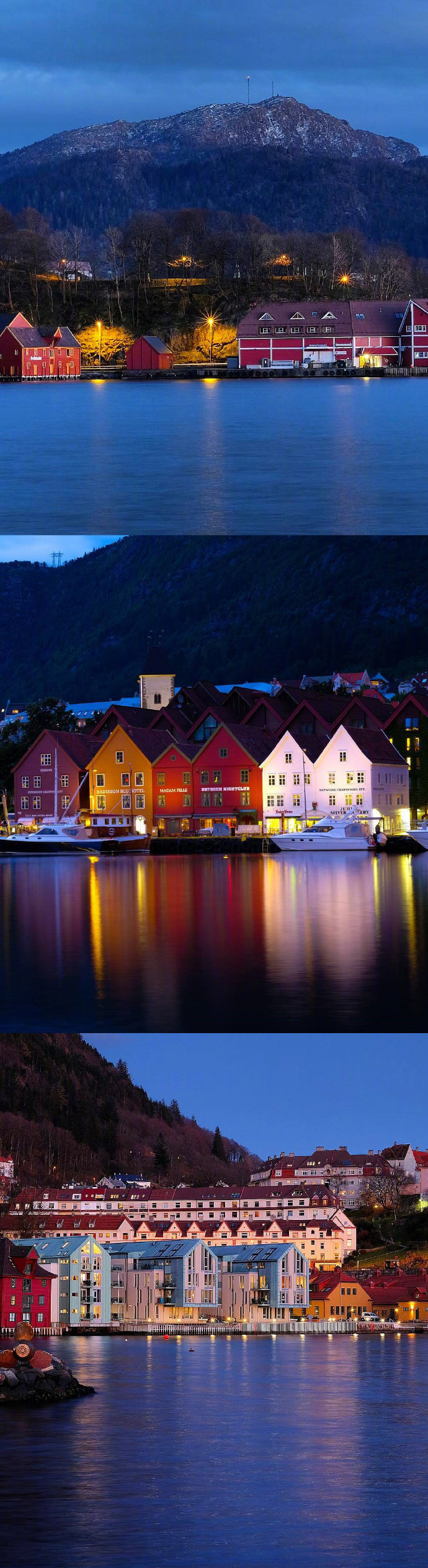 夜色下的挪威小镇