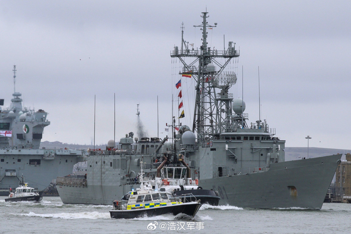 西班牙海军护卫舰离开英国准备去演习