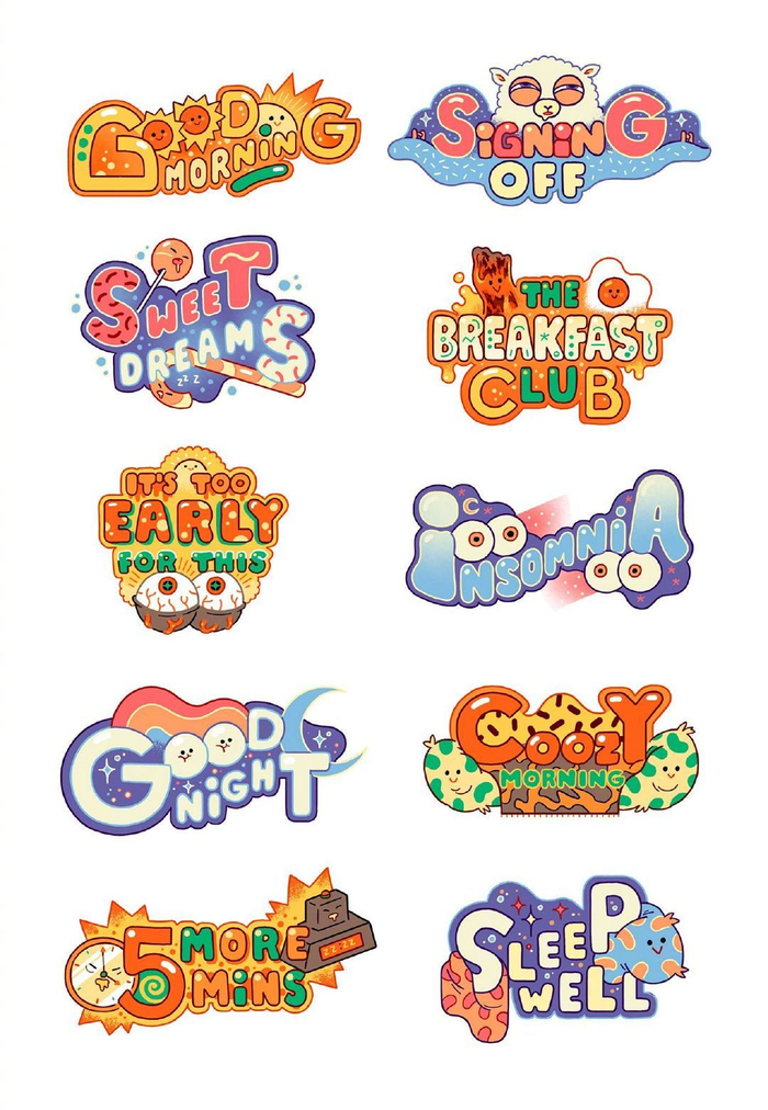 来自插画师 kensausage 卡通与字体设计结合作品