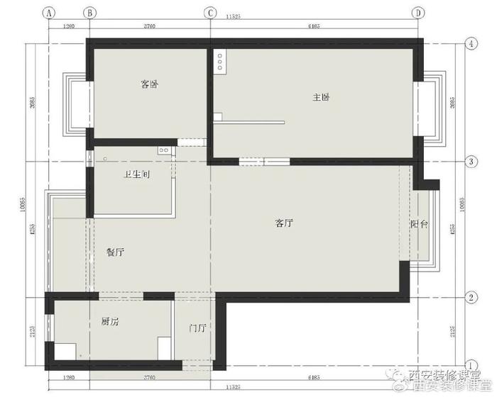 佔用空間,而造成了收納不足;唯一生活陽臺在餐廳北邊陽臺移動廚房牆體