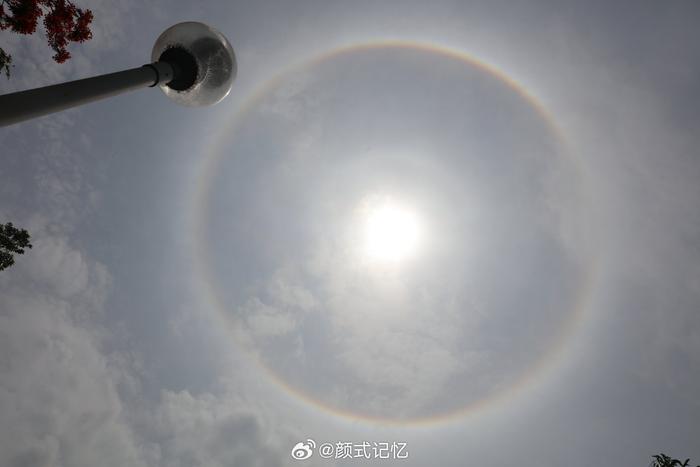 日晕三更雨一一日晕(圆虹),前天(周六)郊游,午时观天拍摄