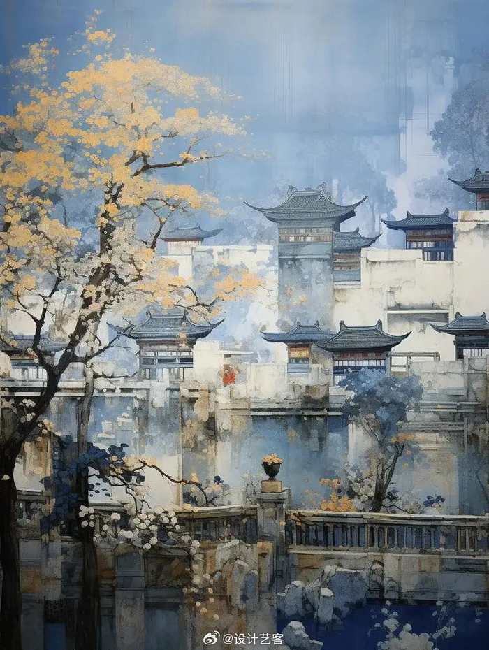 云叶隙间映楼台,石木起处袅烟青, 别样的中国风