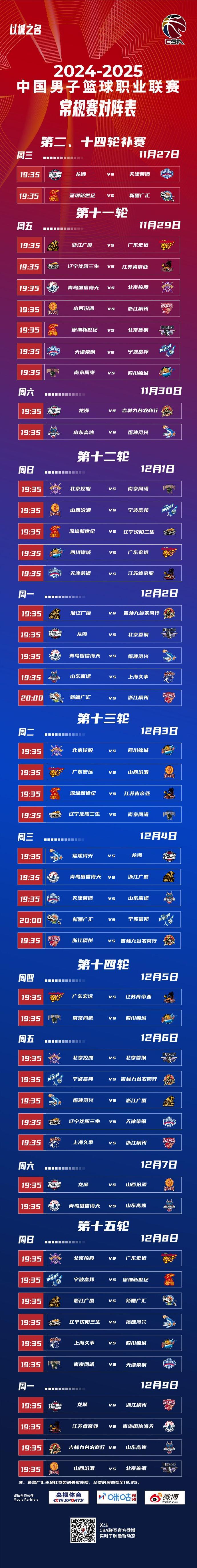 2025全部比赛时间表中国男篮