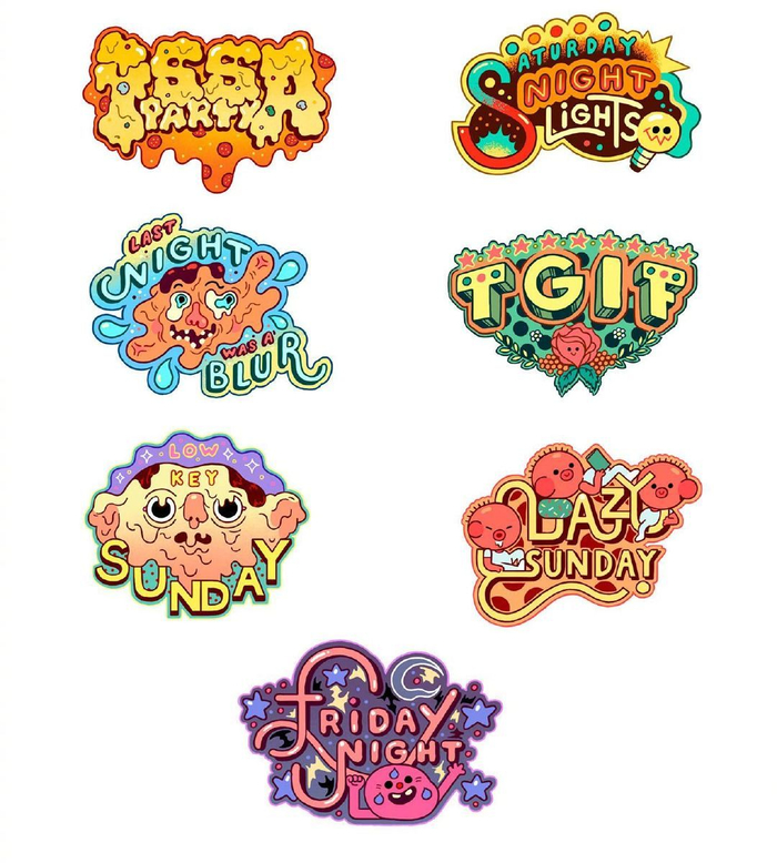 来自插画师 kensausage 卡通与字体设计结合作品