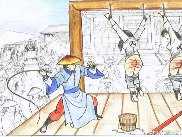 二,杖刑:血肉模糊的残忍惩罚拶刑在明清时期尤为盛行,成为官府对女性