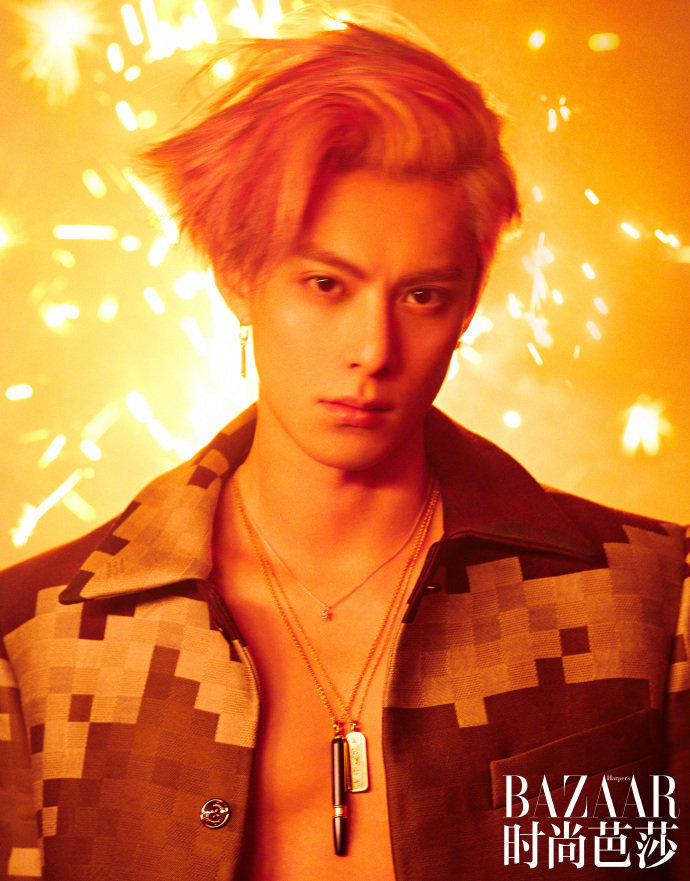 一头粉发在火焰的衬托下又酷又帅!