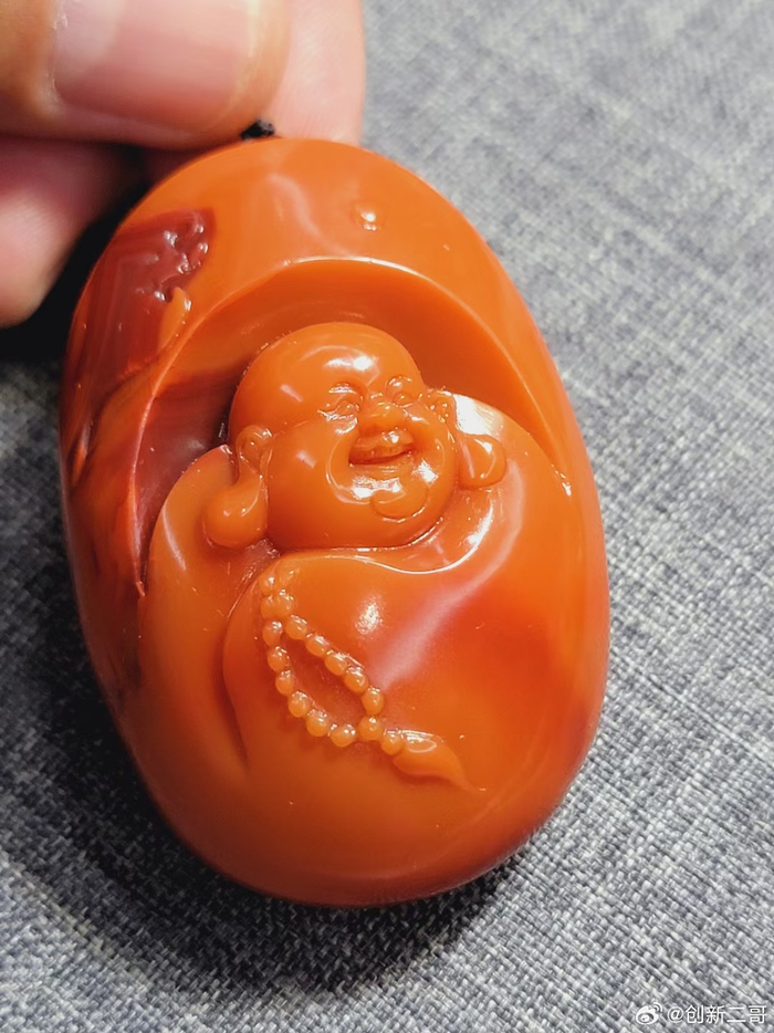 最美原矿老瓦西料南红弥勒佛,祝朋友们双节愉快,笑口常开