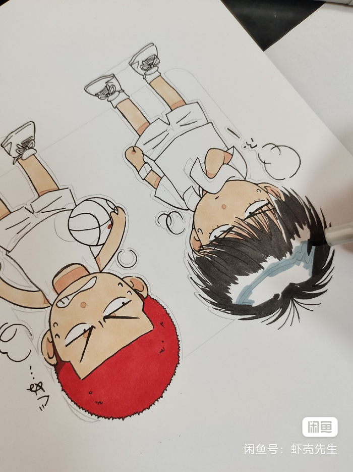 关转抽一位送jaco马克笔手绘q版流川枫樱木花道一幅