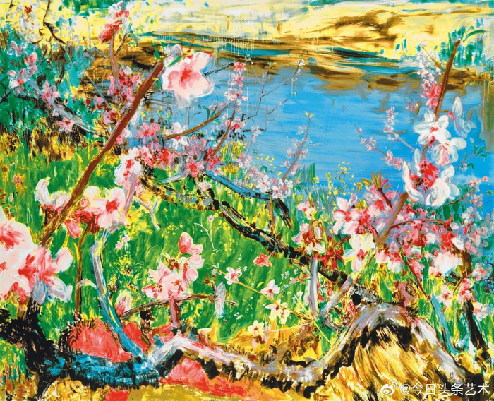 画家周春芽笔下的桃花