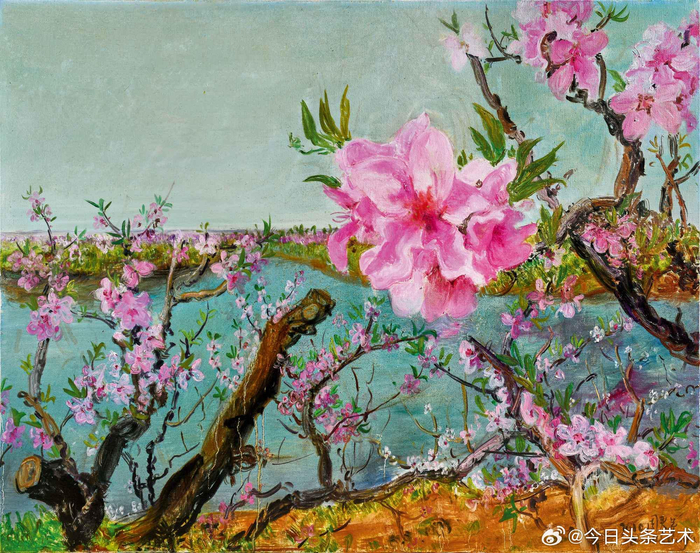 画家周春芽笔下的桃花