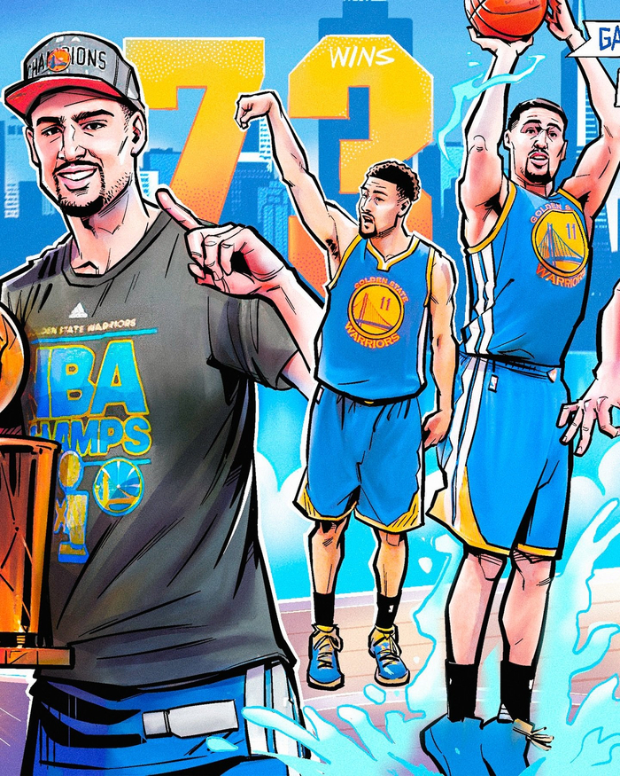 勇士官方晒克莱汤普森在勇士生涯的动漫组图!