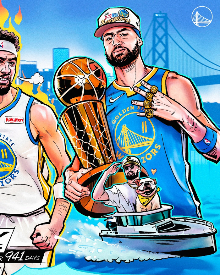 勇士官方晒克莱汤普森在勇士生涯的动漫组图