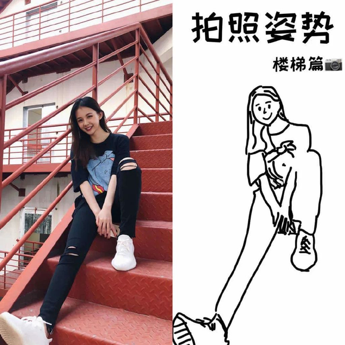 简单实用,拍照显高显瘦显腿长|楼梯|三角形|姿势_新浪新闻