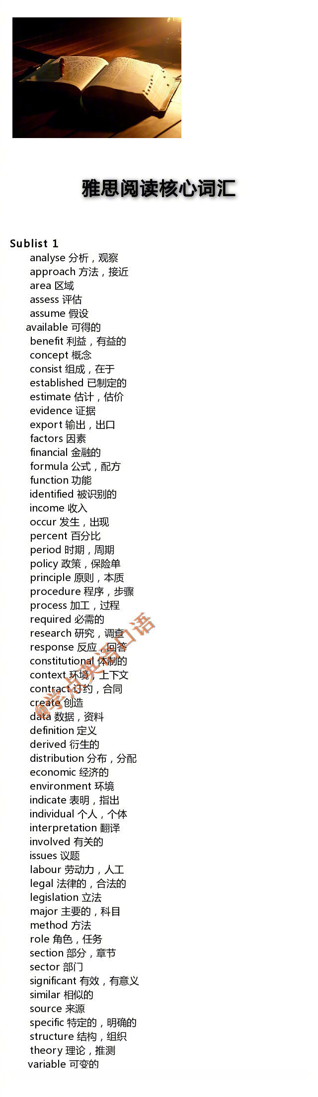 雅思阅读核心词汇570个|词汇表|学术|英语