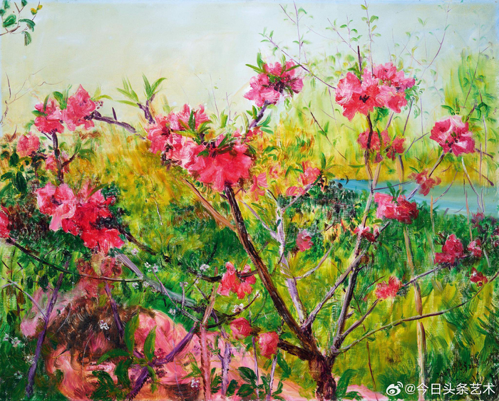 画家周春芽笔下的桃花