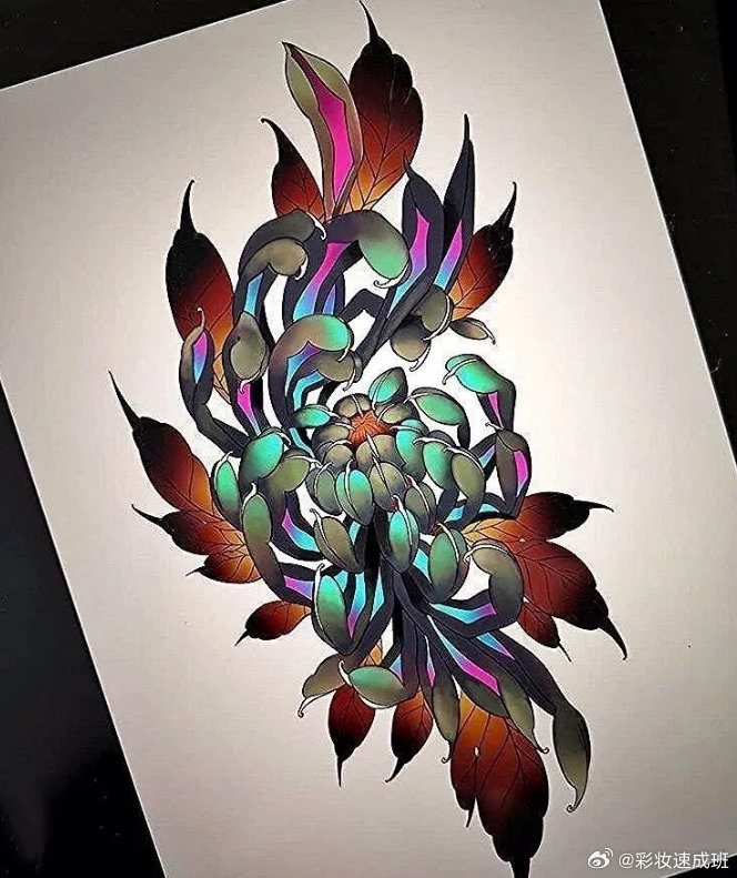 纹身图案分享超美的欧美系花朵图案