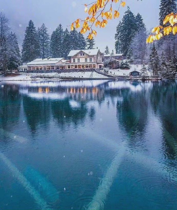 瑞士蓝湖的雪景 ,仿佛有一种静谧的美