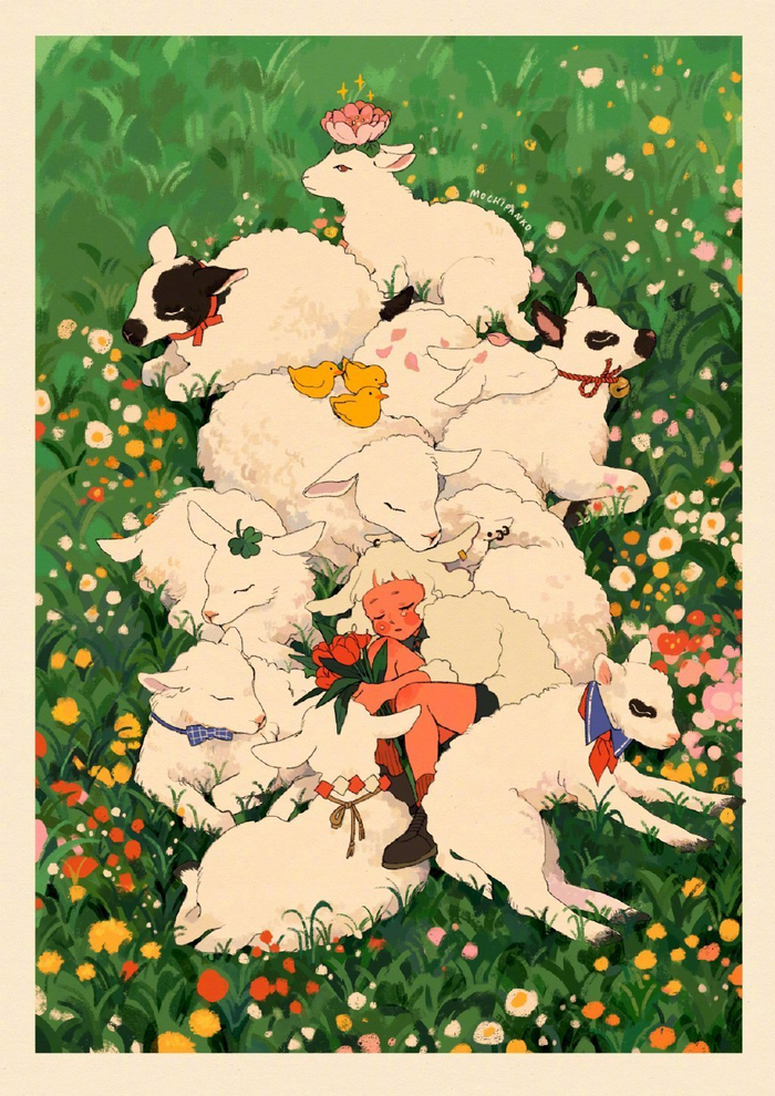 来自插画师mochipanko67治愈美好的场景插画作品