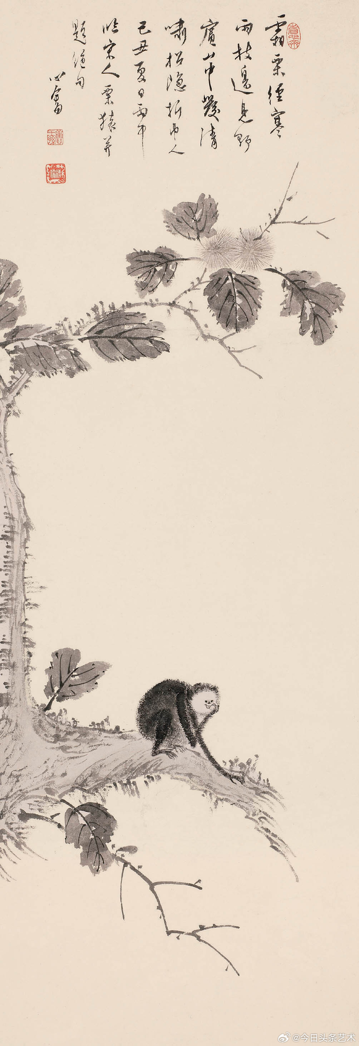 画家溥儒笔下的猿戏图