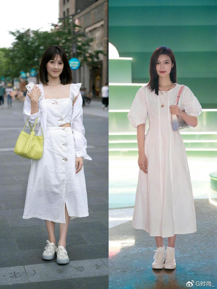 夏天穿裙子,别总配高跟鞋了,"时髦女人"这样穿,显高又好看