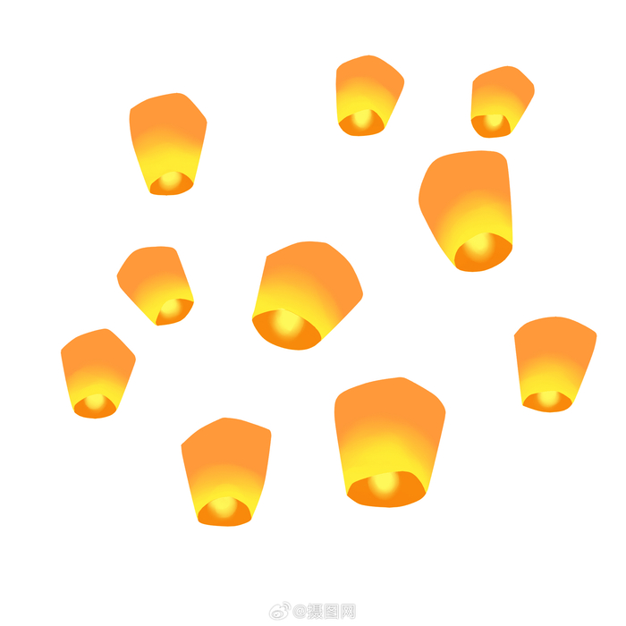 免抠素材|中秋国庆必备孔明灯手绘插画免抠素材__财经头条