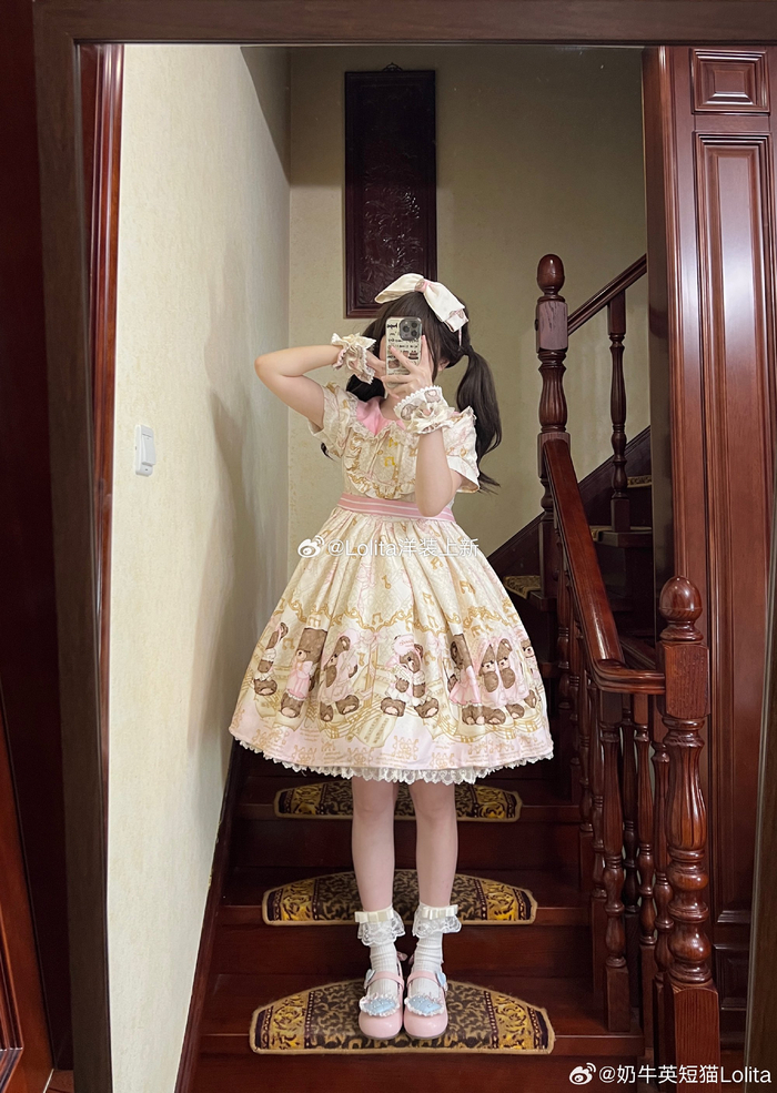 电阻奶牛英短猫lolita裙子熊熊音乐会图透