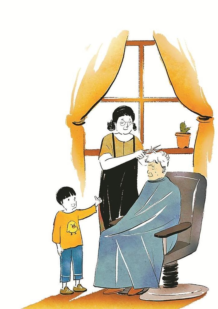 给父亲染发