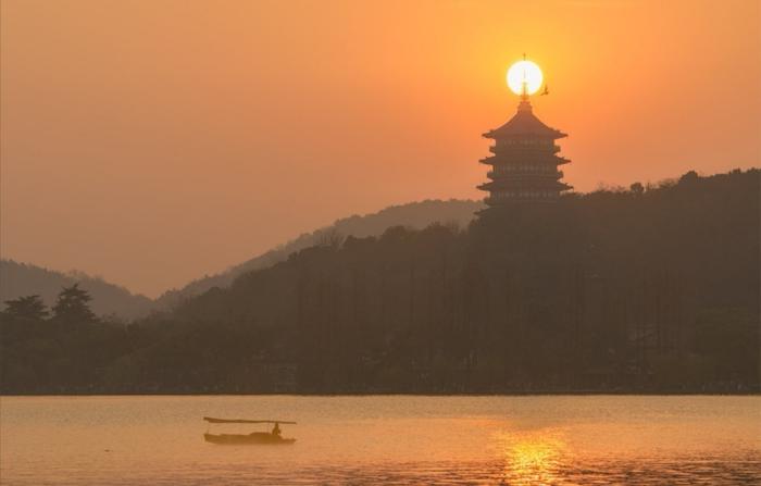 夕阳山水风景图片图片