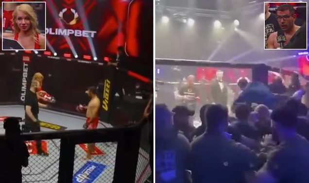 伊朗格斗选手踢“举牌女郎”臀部,输了又袭击对手,被终身禁赛|UFC|MMA|玛丽亚|海巴蒂|比赛_新浪新闻