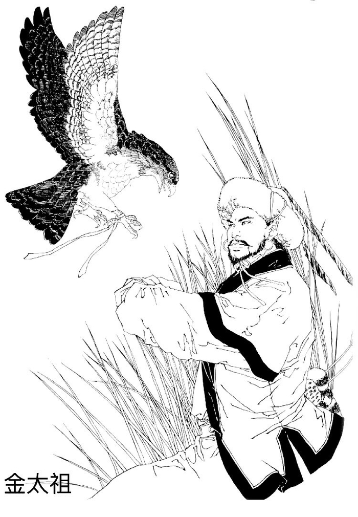 日本画师皇名月笔下的中国帝王钢笔白描图