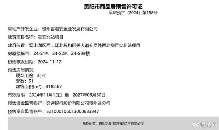 城楼财经｜贵阳君安金檀郡新获预售证 51套商业房源上新观山湖__财经头条__新浪财经