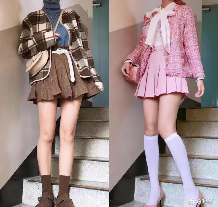 短款百褶短裙搭配 甜美的学院风