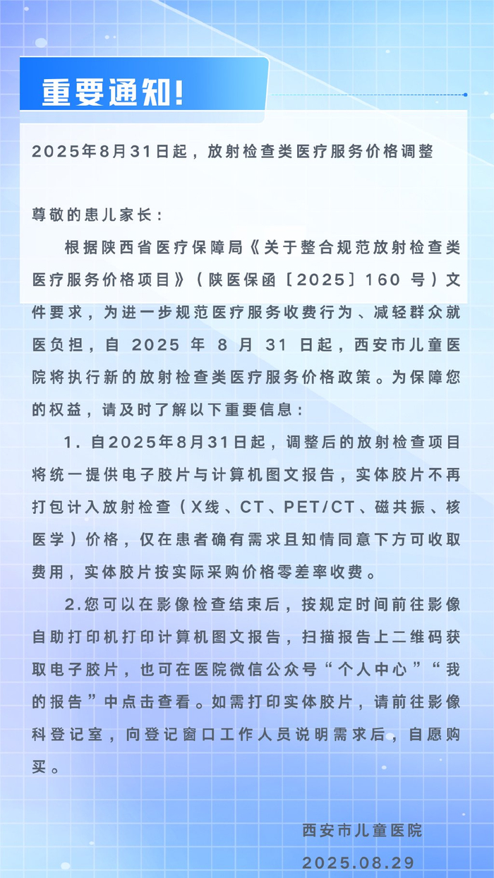 8月31日起，西安4家三甲医院放射检查类医疗服务价格调整-Hypeptide
