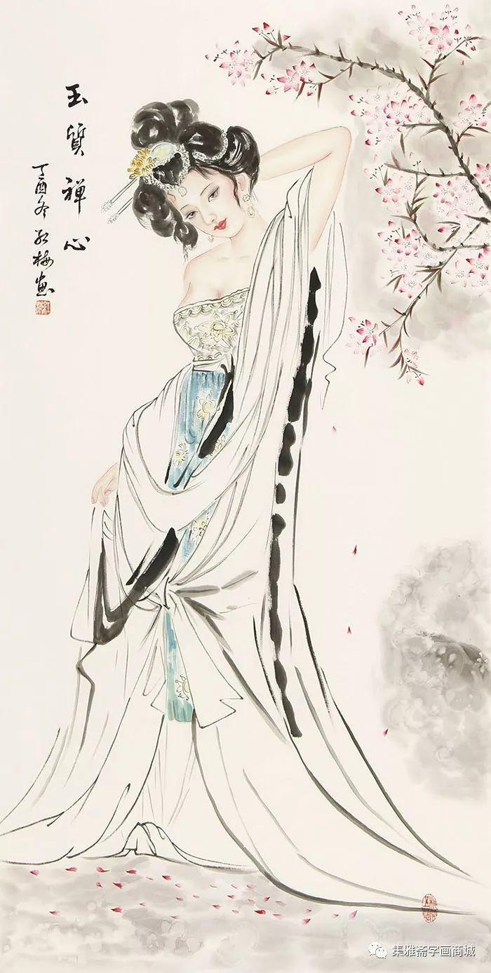 清秀婉约,窈窕姿态——陈红梅国画仕女图欣赏|陈红梅|国画|集雅斋