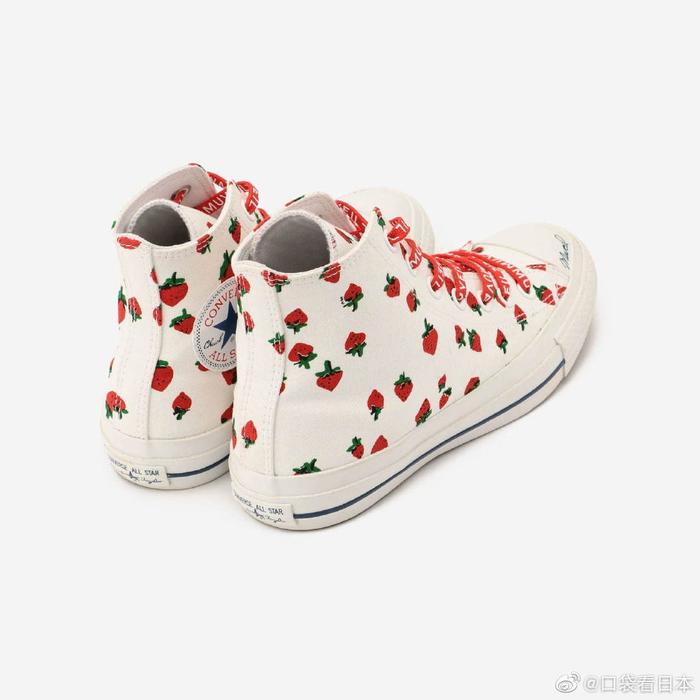 Converse Tokyo和MUVEIL合作推出了草莓ALLSTAR鞋~（ALL STAR 100 HI