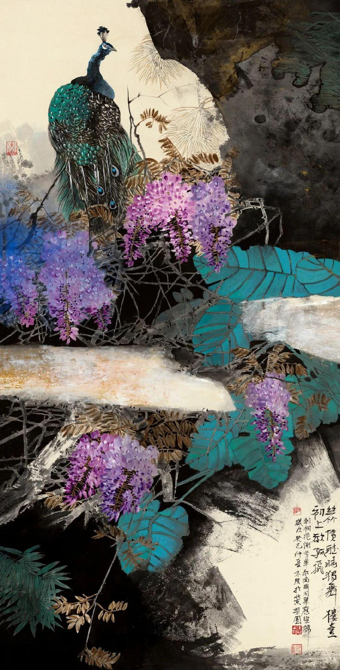 著名画家萧玉田作工笔古诗词画意《孔雀东南飞》