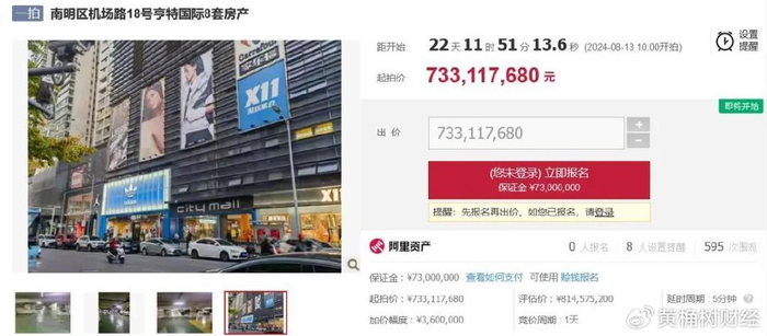 贵阳两个商业建筑的159套房产拍卖，起拍价分别为8.56亿元和7.33亿元__财经头条__新浪财经