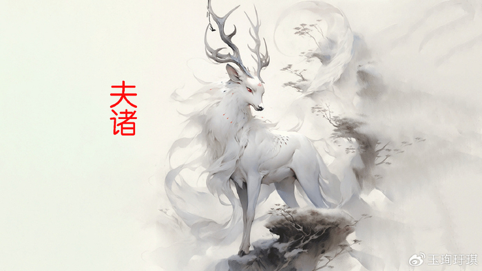 山海经异兽：夫诸兽，像白鹿有四角，兆水之兽