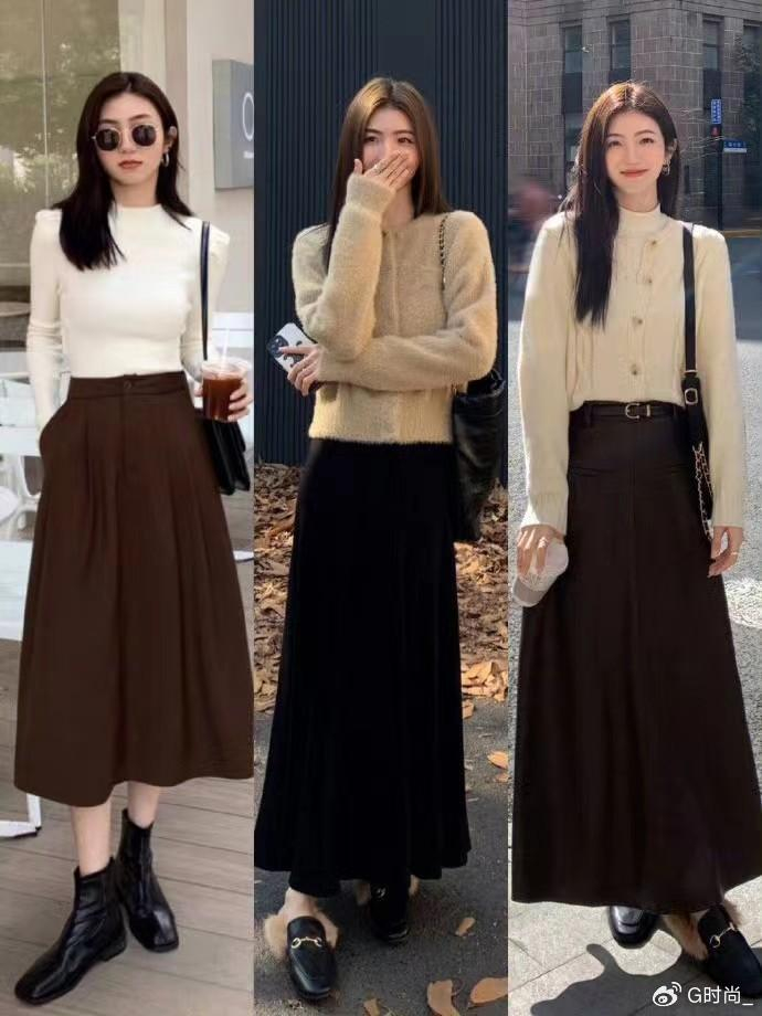 冬季太适合穿"深色半身长裙"!让你搭配不纠结,保暖还显瘦