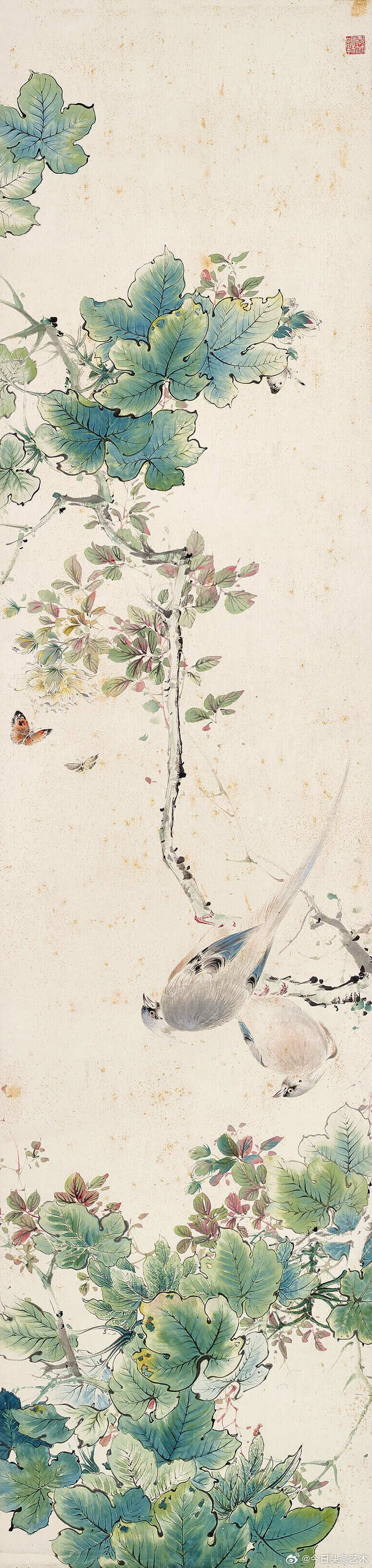 画家颜伯龙花鸟画九条屏