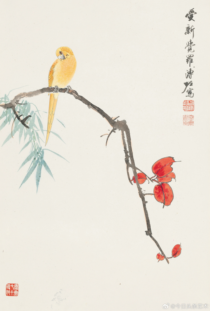 画家溥佐笔下的花鸟画