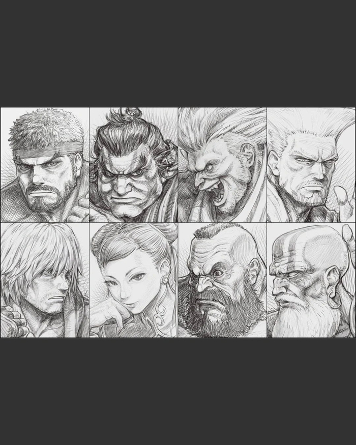 街霸选人界面头像素描重绘