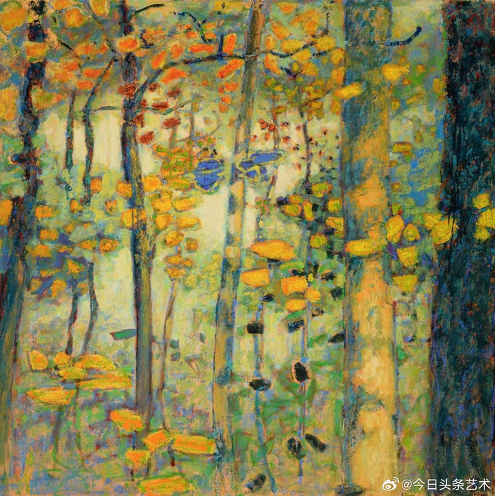 色彩斑斓的树林油画 rick stevens绘__财经头条