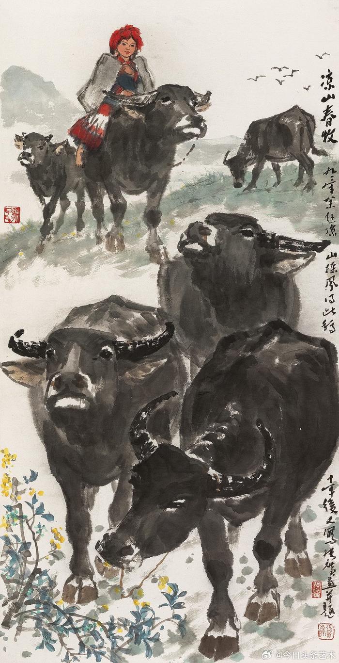 张广画牛作品图片