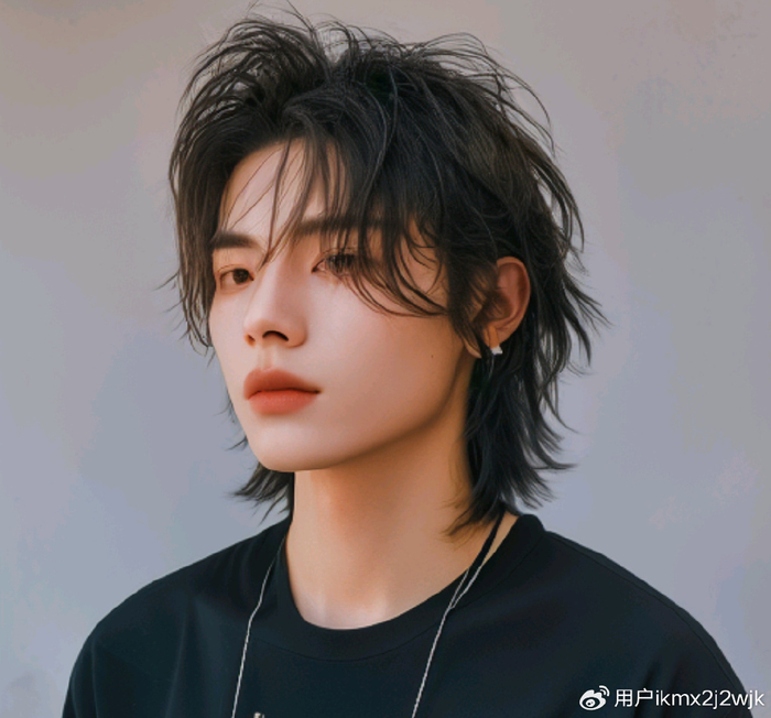 狼尾鲻鱼头的特点是两侧的头发留得较长,可以遮住你的耳朵,后区的头发