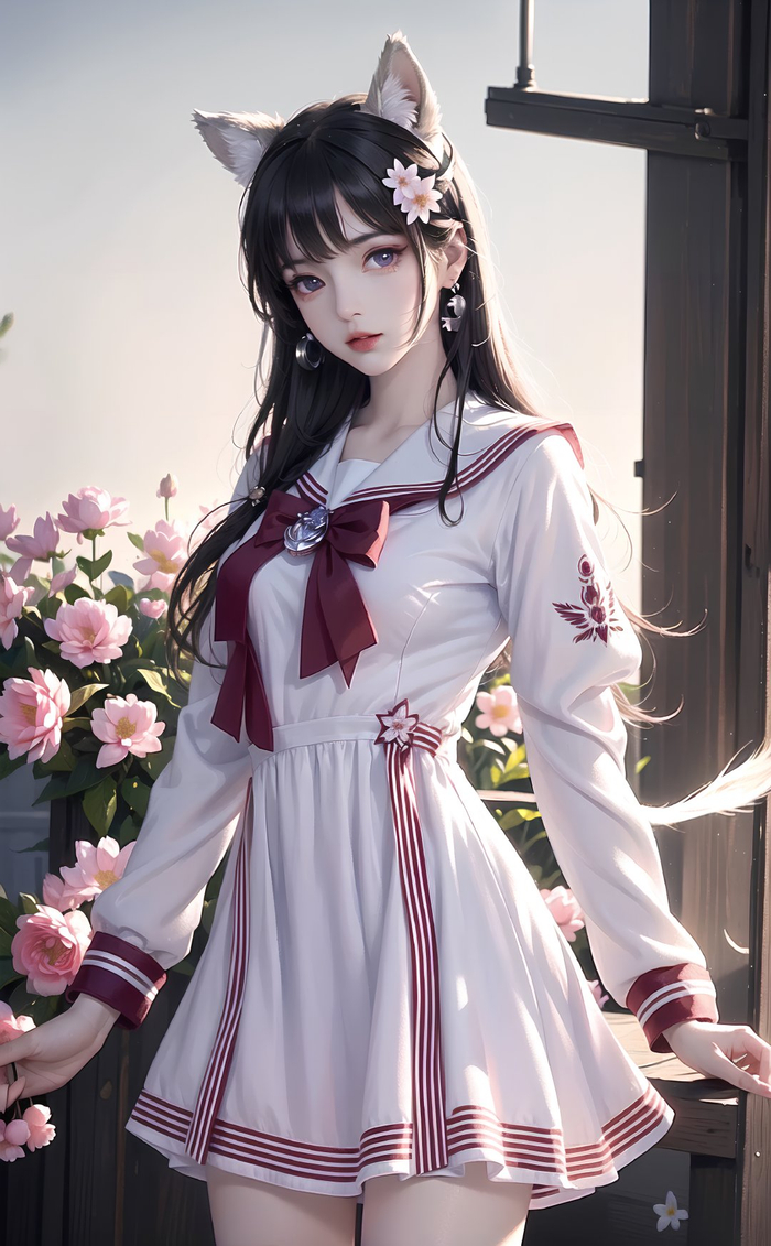 狐耳可爱清纯jk高清ai绘画壁纸手机电脑高清壁纸 图集动漫二次元