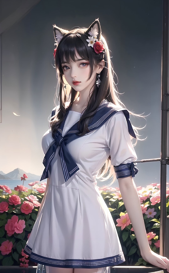 狐耳可爱清纯jk高清ai绘画壁纸手机电脑高清壁纸图集动漫二次元